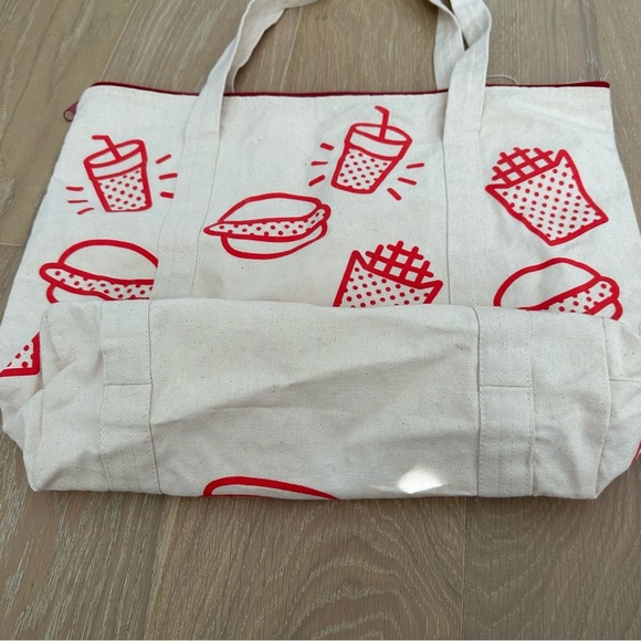 Fast Food Tote Bag Chickfila Burger French Fry Red Novelty Printed Canvas VTG - Picture 5 of 12
